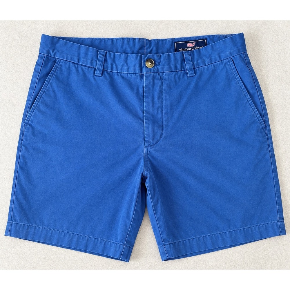 Vineyard Vines Mens 32 Breaker Shorts Blue Cotton Chino Flat Front Golf Casual